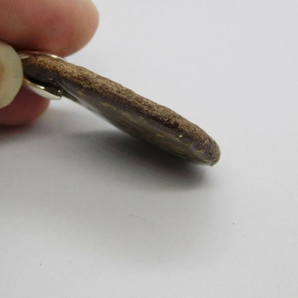 Gold Flecked Resin on Flat Brown Stone Necklace - Picture 9 of 10